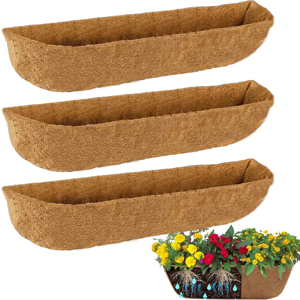 XXINGEM 3Pcs coir liners ready to fit a 24-inch window basket for easy setup.