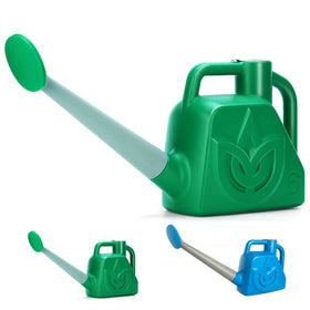 XXXFLOWER 1.5 gallon green watering can with ergonomic double-handle grip for easy watering.