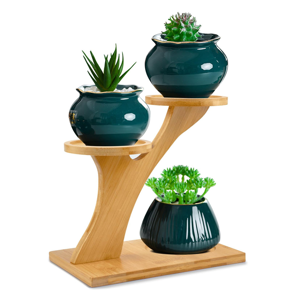 XXXFLOWER bamboo plant stand three-tier display for compact spaces