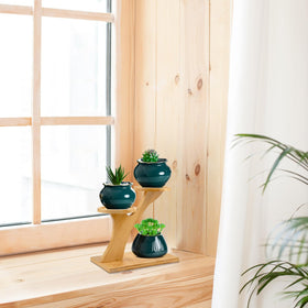 XXXFLOWER easy-assembly bamboo rack for sturdy tabletop display