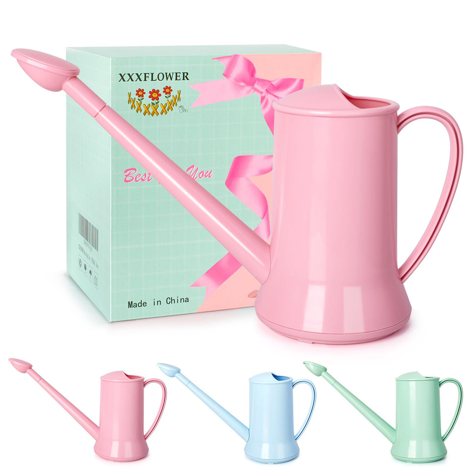 XXXFLOWER half-gallon pink watering can for easy indoor plant hydration