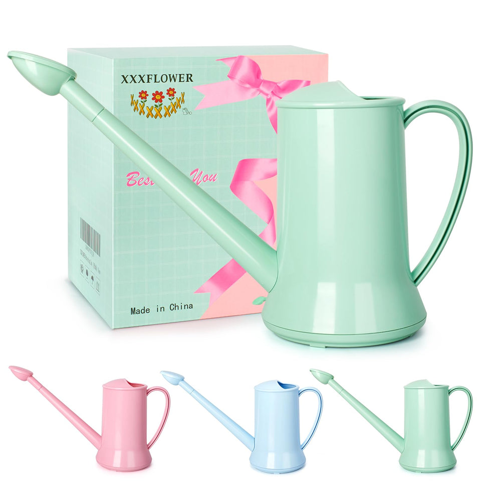 XXXFLOWER half-gallon watering can in green, front view for easy plant care