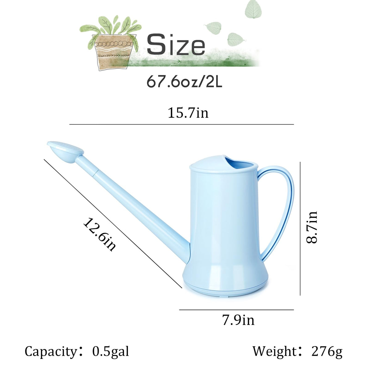 XXXFLOWER long spout blue close-up enabling precise reach to plant bases
