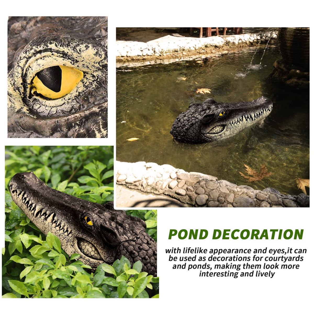 Xxzhiho garden alligator head decor enhances outdoor spaces.
