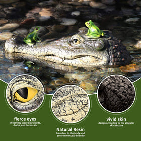Xxzhiho resin alligator head detail showcases realistic texture for garden ponds.