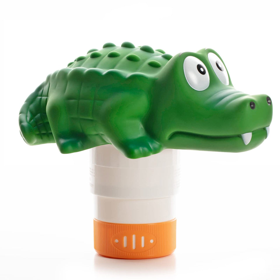 XY-WQ alligator chlorine floater top view promotes balanced pool sanitization.