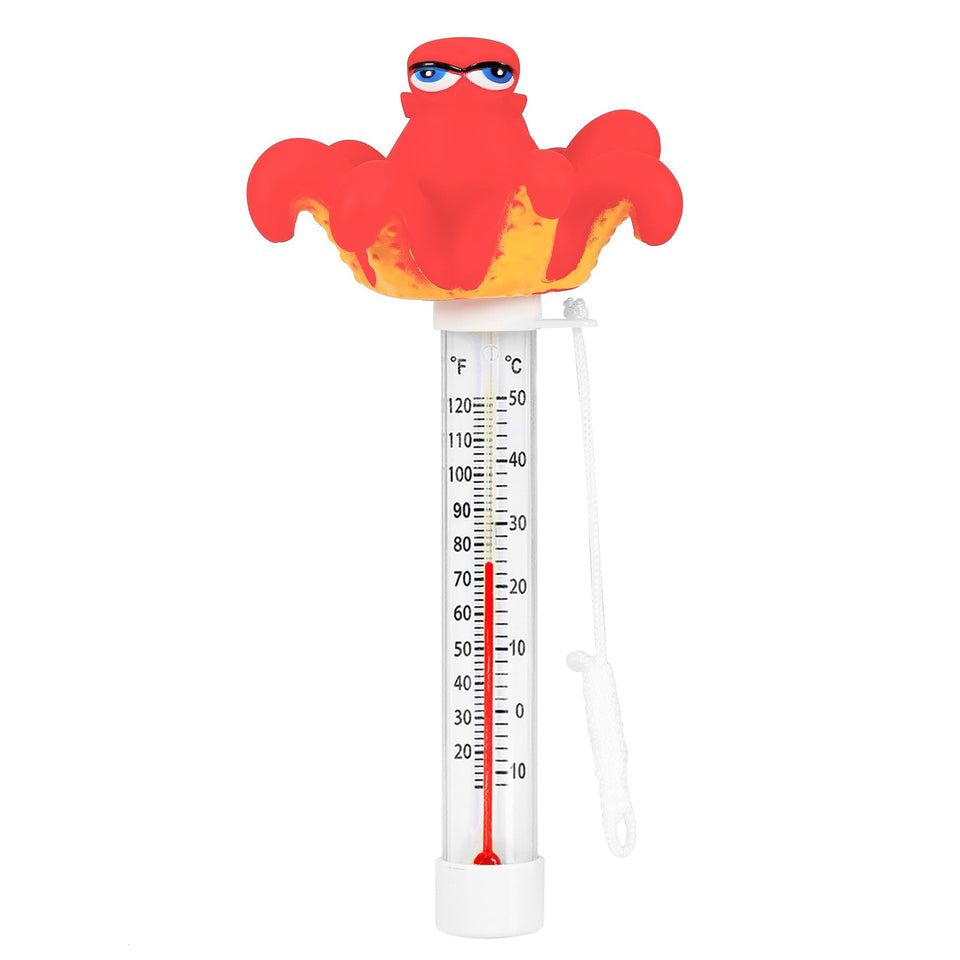 XY-WQ Octopus floating thermometer with clear readout for pool temperature.
