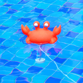 XY-WQ rope-tethered pool thermometer secured near the water edge.