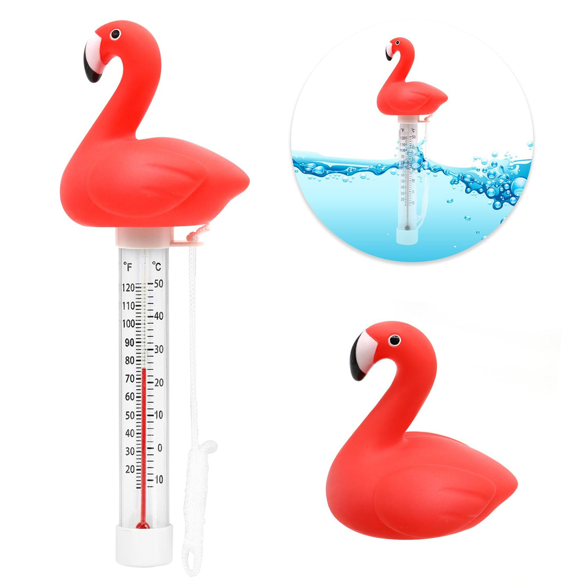 XY-WQ thermometer with rope tether to prevent loss during pool time