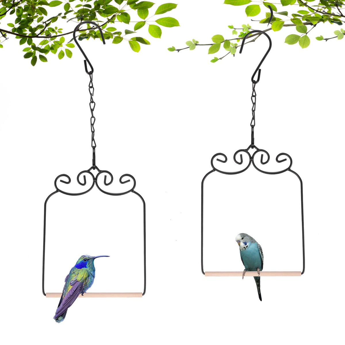 XYADX 2PK metal frame hummingbird swings provide durable outdoor perches.