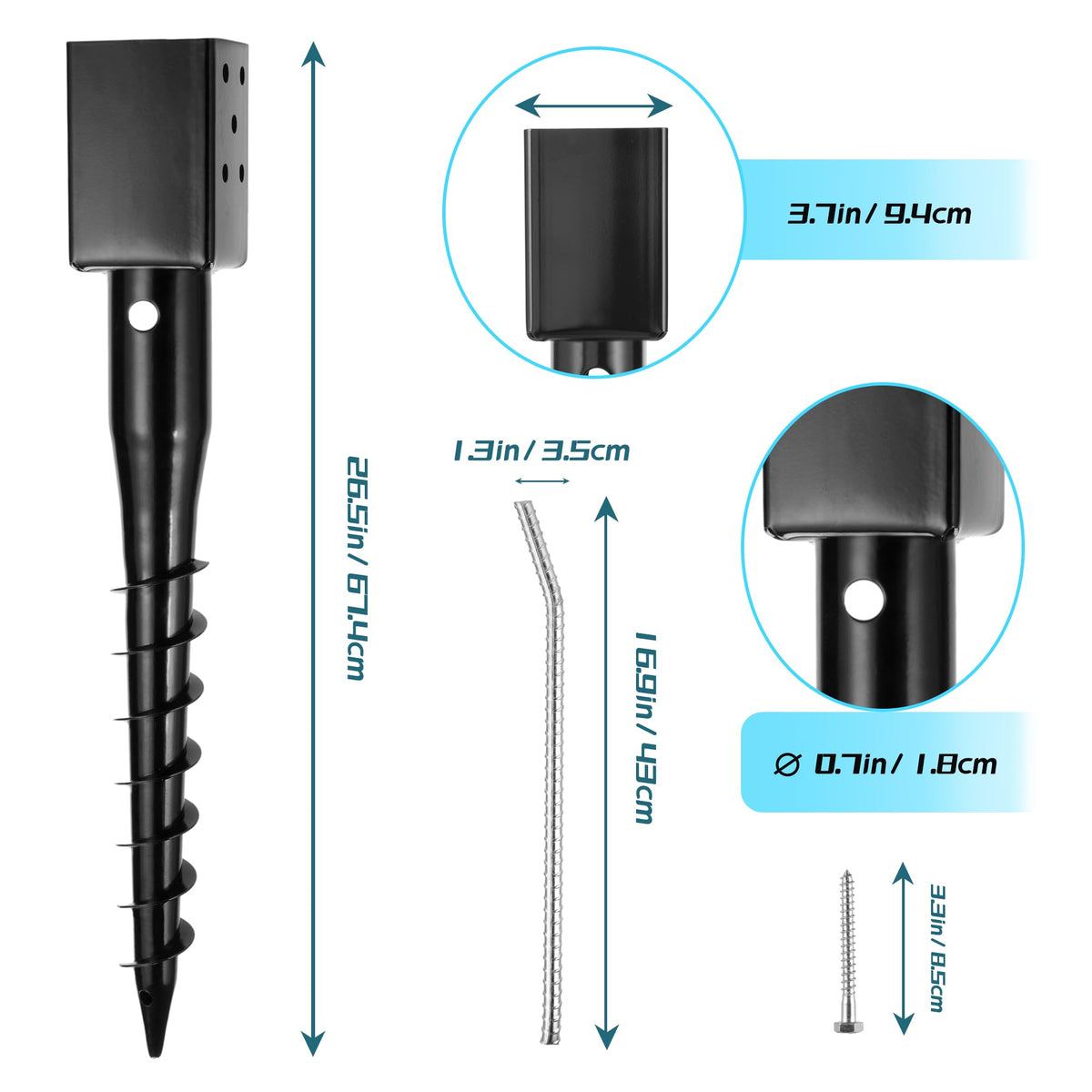 XYADX anchor with 27-inch rebar tool for easy leverage and installation.