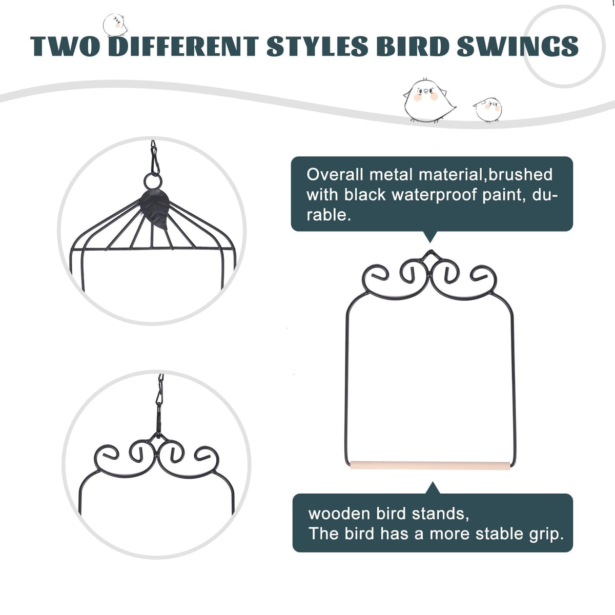 XYADX two-swings setup on a patio tree invites birds to rest.