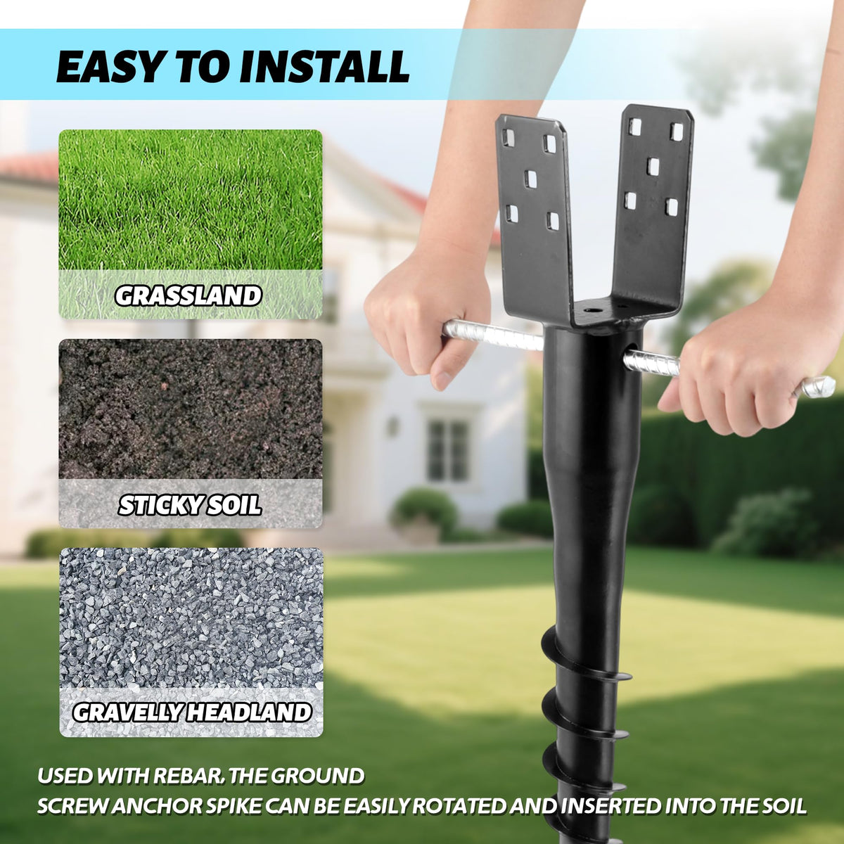XYADX U-shaped post stake fitting a 4x4 wood post