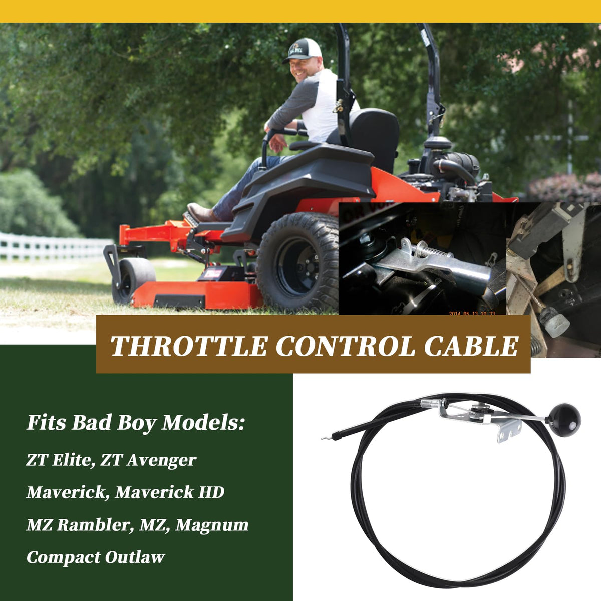 XYgdhqpt 055-8020-00 fitting Bad Boy ZT Elite for precise control.