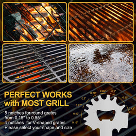 XYK 11-groove design fits most grill grates for versatile cleaning.