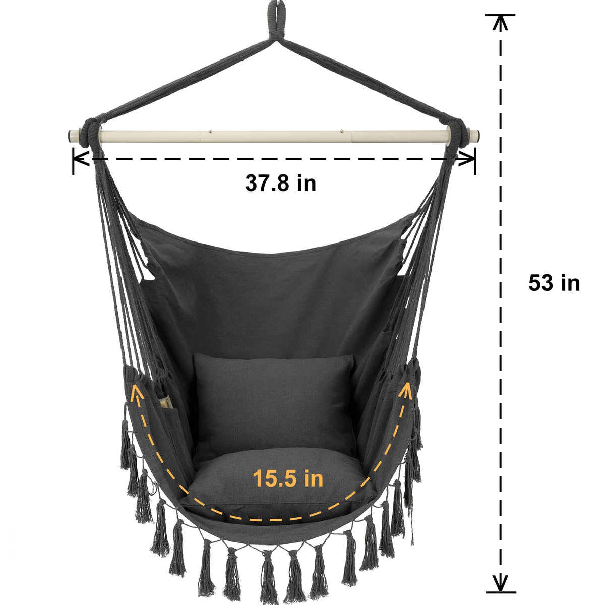 Y- STOP hammock chair includes two cushions for plush comfort