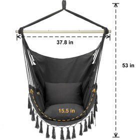 Y- STOP hammock chair includes two cushions for plush comfort