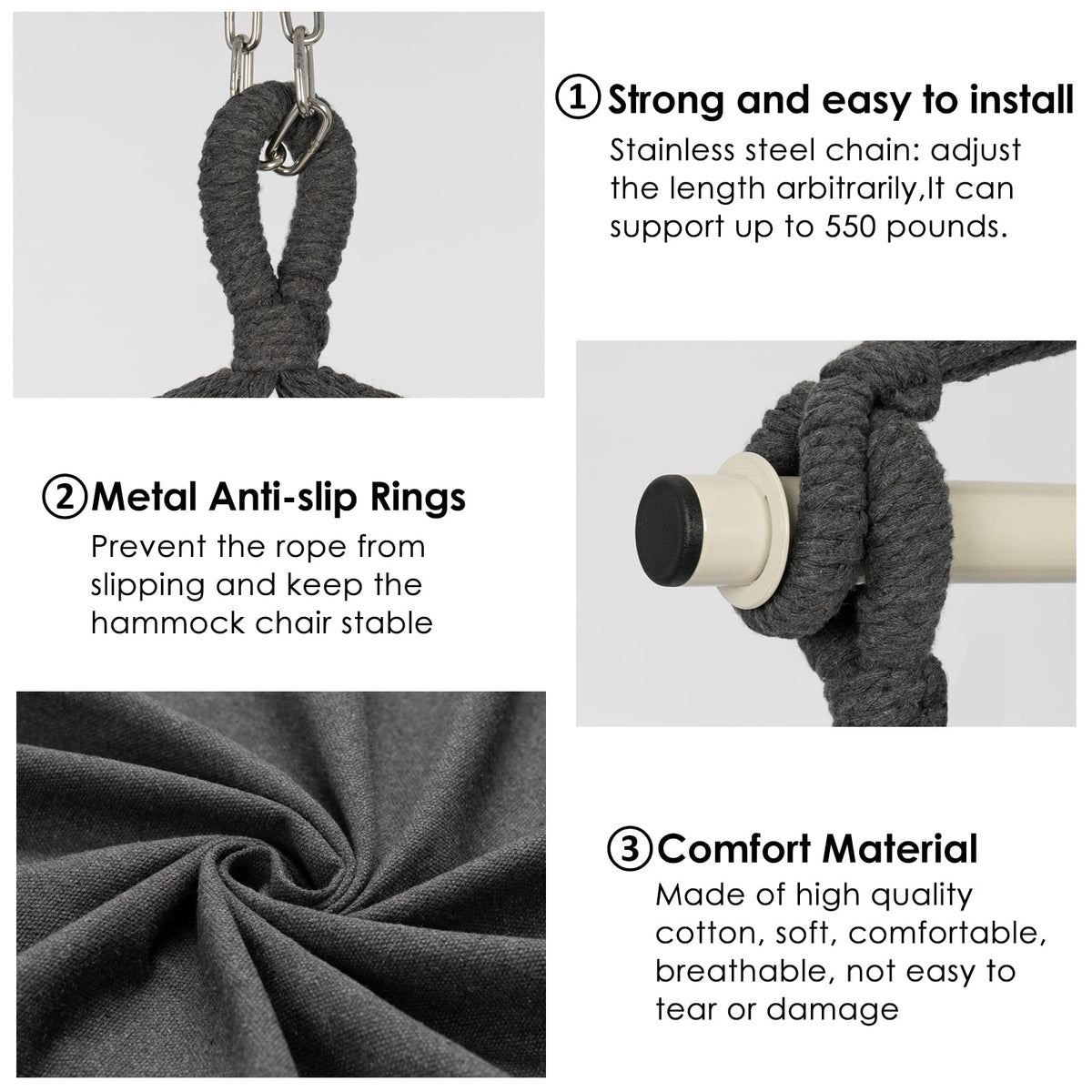Y- STOP hammock chair side pocket for essentials during reading