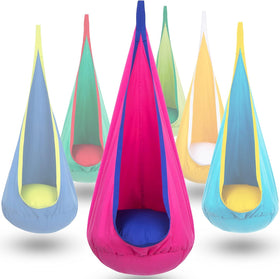 Y- STOP Kids Pod Swing Seat pink, ideal for cozy reading and sensory play