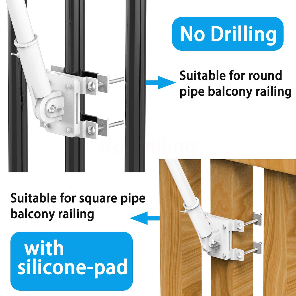YAARHEJ anti-slip silicone patches protect rails during mounting.