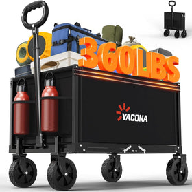 YACONA 3-in-1 wagon front view shows compact foldable design for easy transport