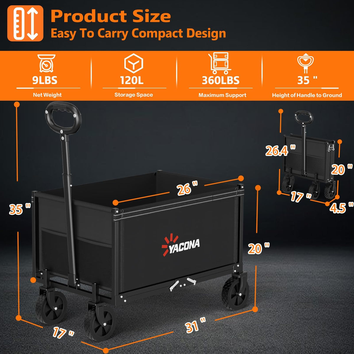 YACONA 3-in-1 wagon grocery use enables effortless shopping and unloading