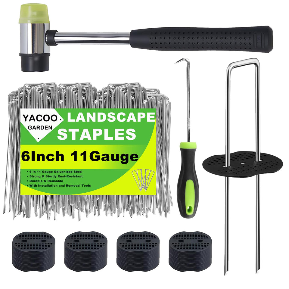 YACOO 6-inch landscape stake in 11-gauge galvanized steel for sturdy anchoring.