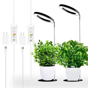 Yadoker 144-LED full spectrum grow light, side view, compact desk design.