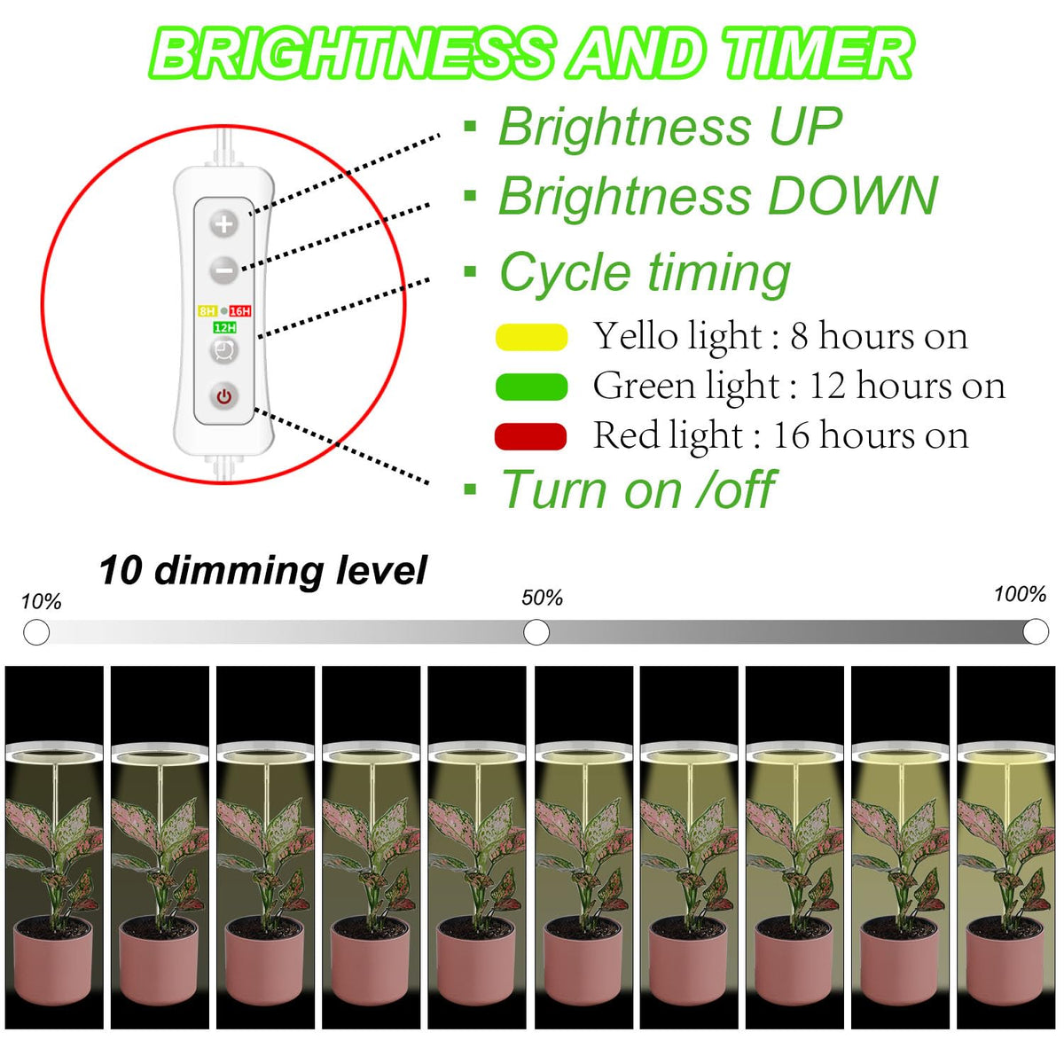Yadoker light featuring an automatic timer for easy plant care.