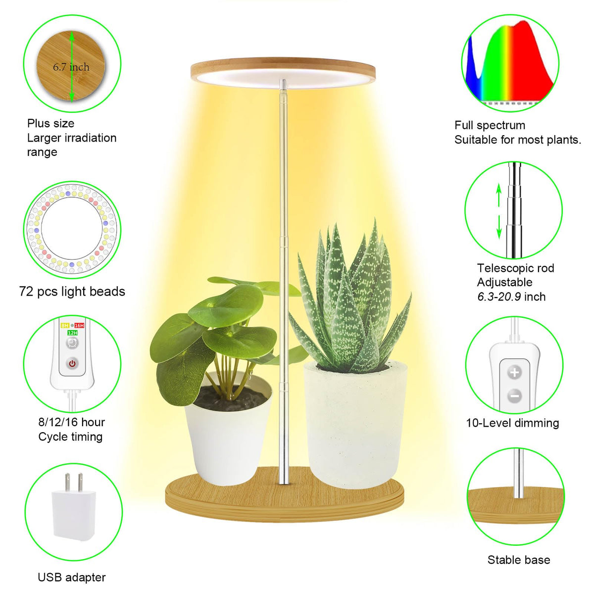 Yadoker automatic timer LED grow light cycles 8/12/16 hours