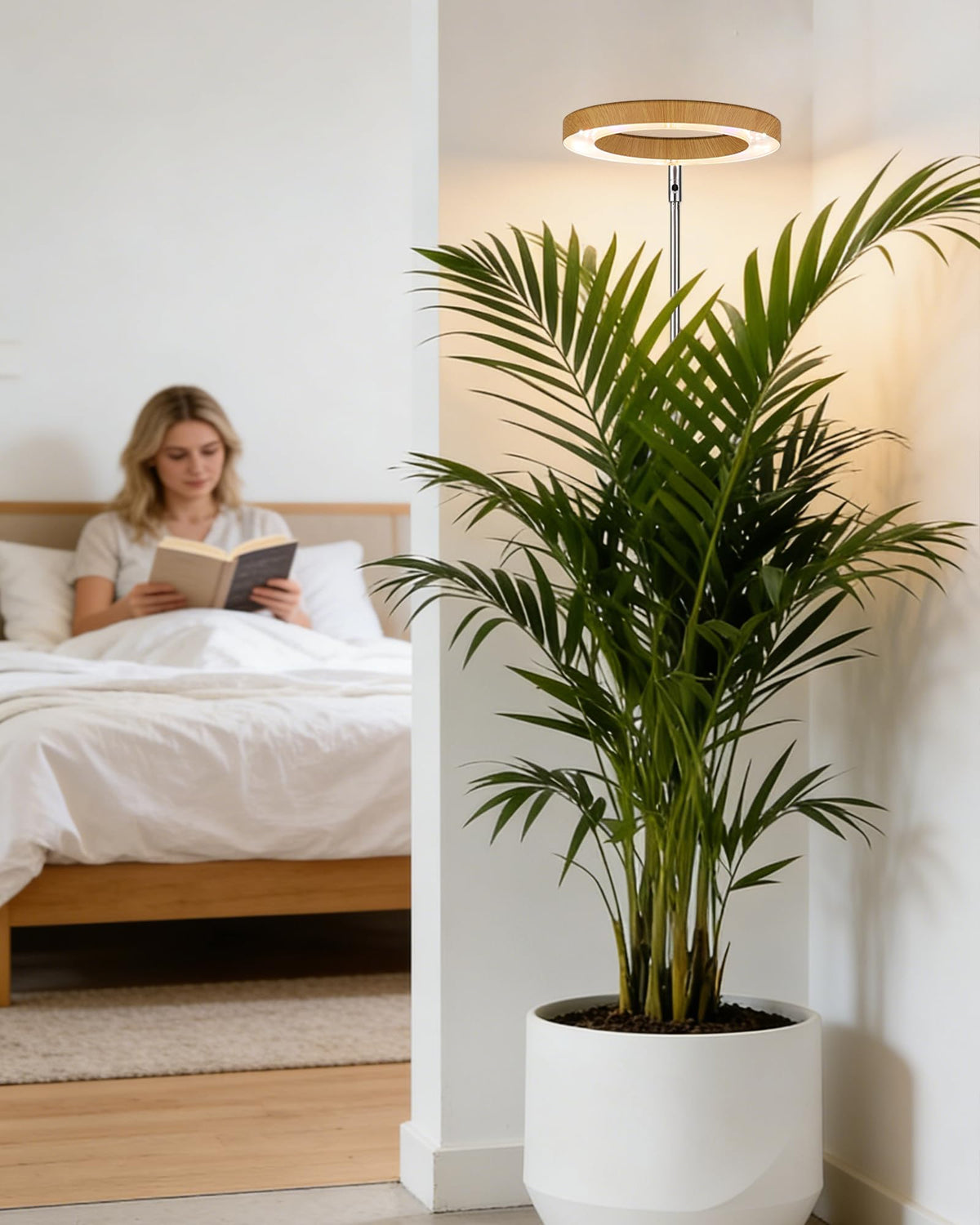 yadoker in living room setting demonstrates even coverage for corner plants