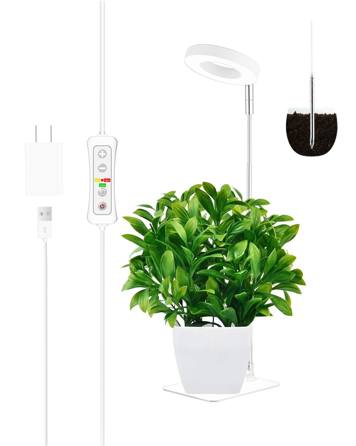 Yadoker Halo Grow Light provides full-spectrum illumination for indoor plants.