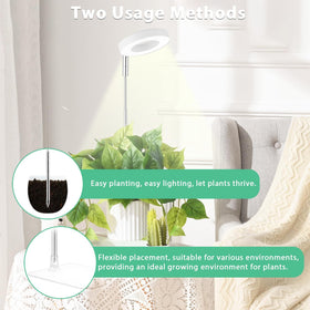 Yadoker Halo Grow Light height-adjustable pole supports multiple plants.