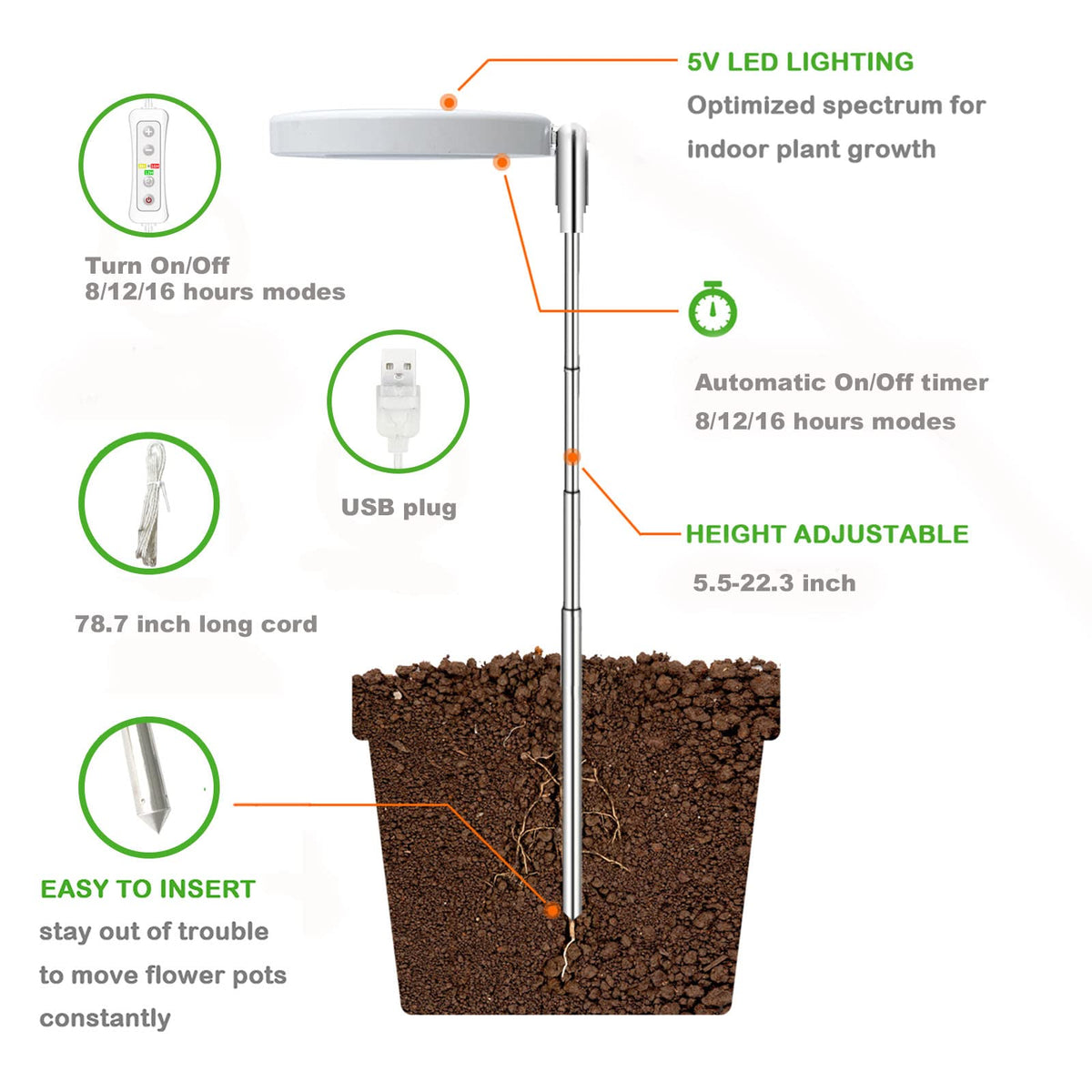 Yadoker light with a telescopic height-adjustable pole.