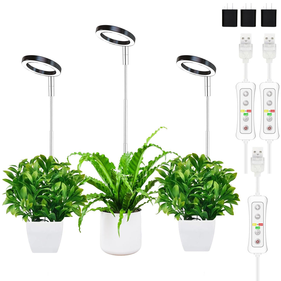 Yadoker Plant Grow Light full spectrum illuminates indoor greens with natural, eye friendly warmth