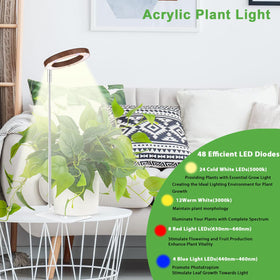Yadoker wood-look grow light with aluminum body provides durable heat dissipation for steady performance