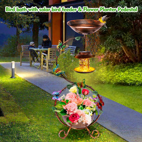 YADOOLIFE 37-8-inch birdbath front view highlighting durable outdoor use.