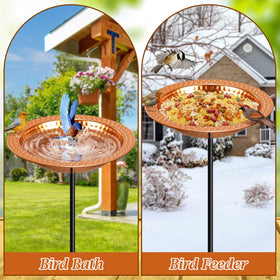 YADOOLIFE elevated stand enables birds to drink, bathe, and feed.