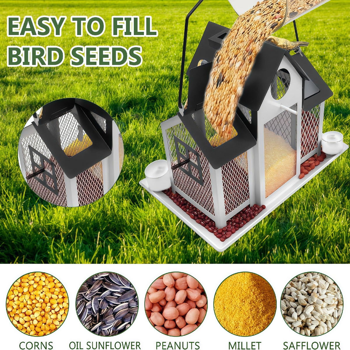 YADOOLIFE 5 pound capacity feeder reduces refills for busy birdwatching