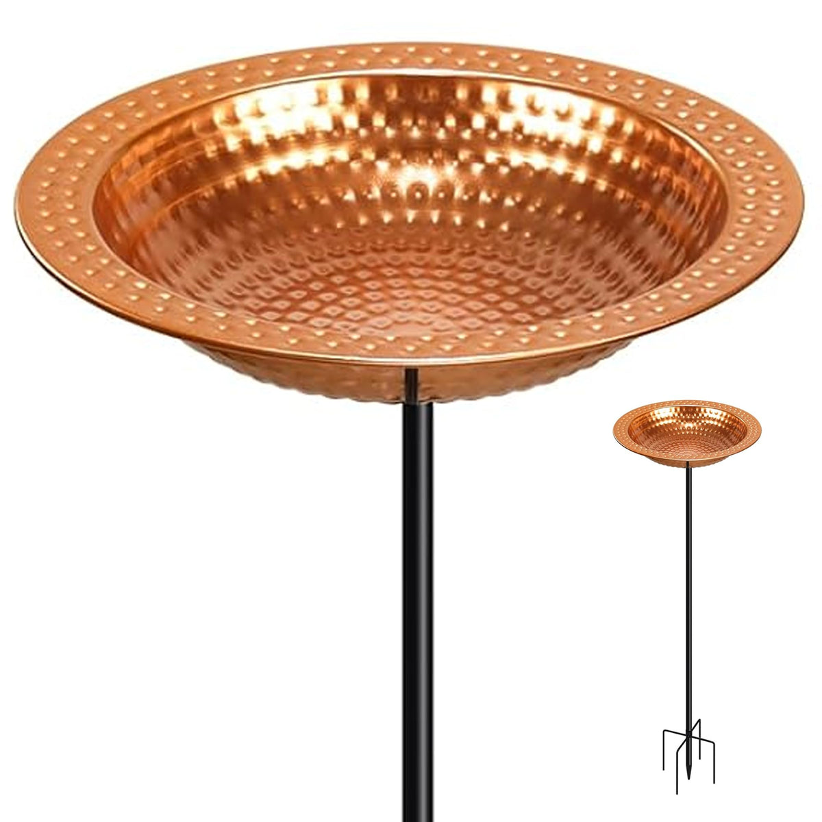 YADOOLIFE metal bird bath stand outdoors, durable for year-round bird watching.