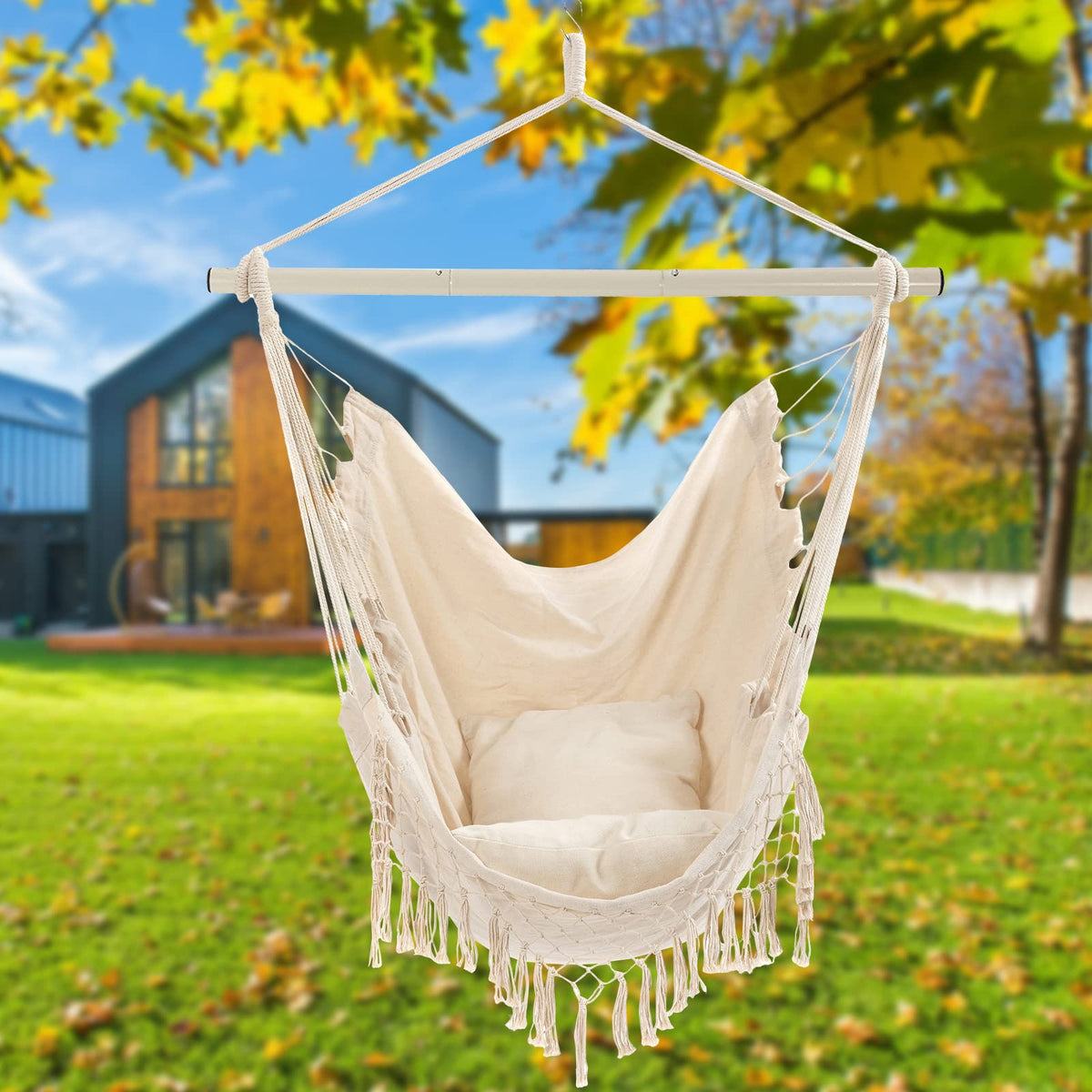 YAERSI Hammock Chair packaging includes hammock and cushions