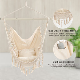 YAERSI Hammock Chair side pocket keeps essentials within reach