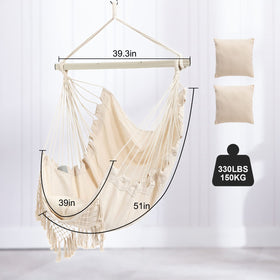 YAERSI Hammock Chair with two cushions for extra comfort