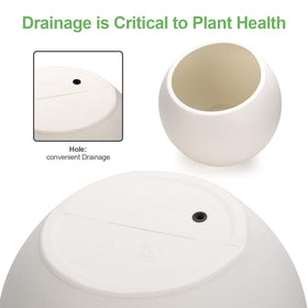 Yaghpy planter highlighting drainage hole and rubber plug for watering control.