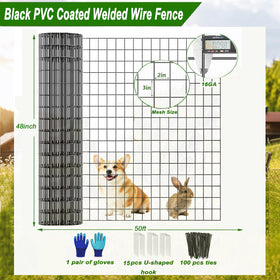 YAGJIA black PVC coated chicken wire close-up shows rust resistance and easy cleaning.