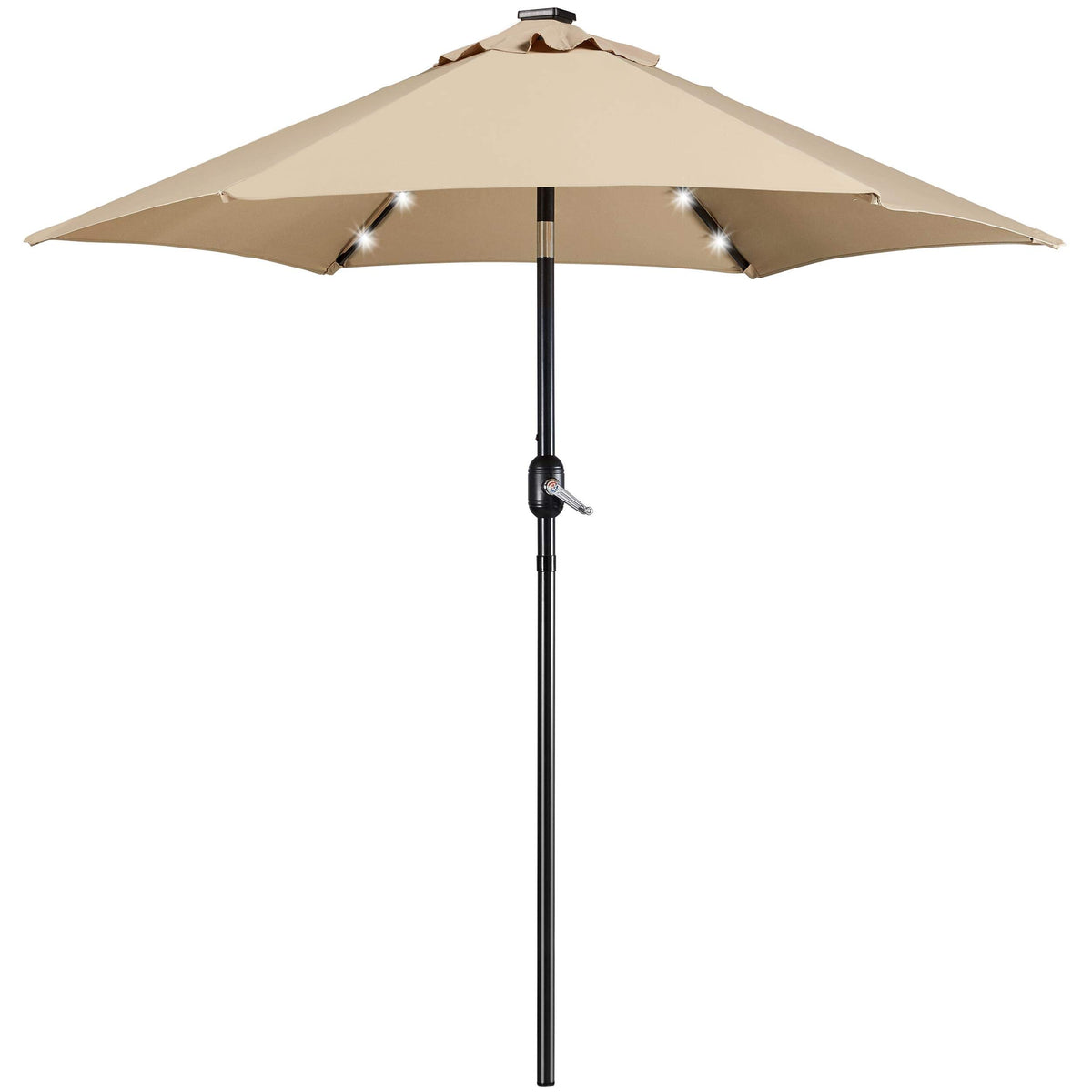 Yaheetech 7.5ft solar patio umbrella canopy provides shade on sunny days.