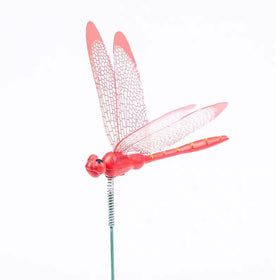 Yahpetes iron wire and PVC dragonflies on stakes for durable garden decor.
