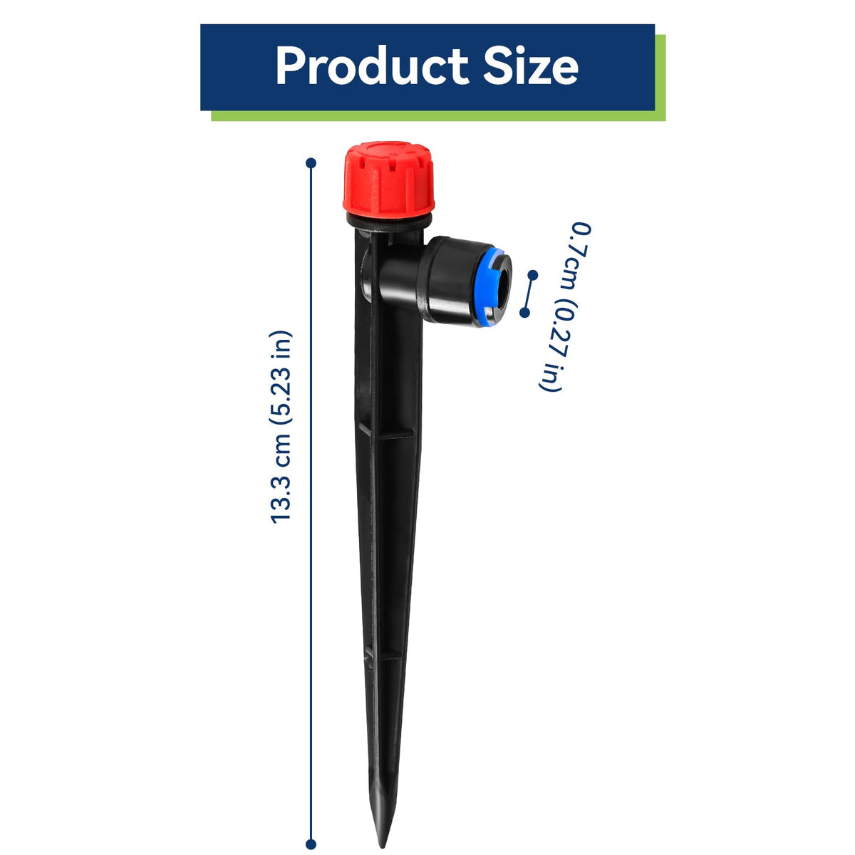Close-up of YAIRMIS 1/4-inch tubing drip emitters highlighting compact, easy-to-install design.