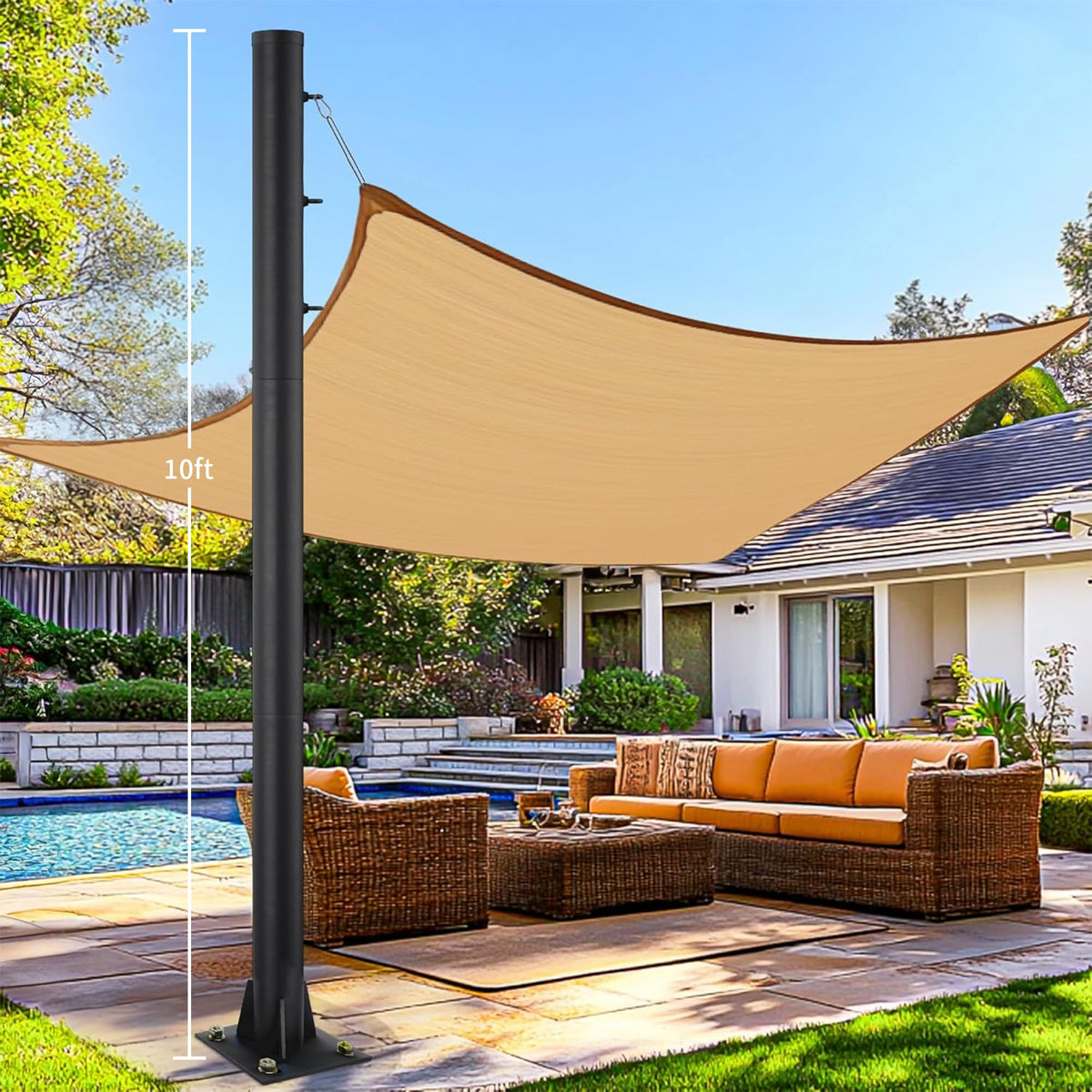 Yakmax shade pole suited for backyard poolside or patio canopies