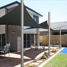 Yakmax backyard shade pole setup ready for outdoor shade